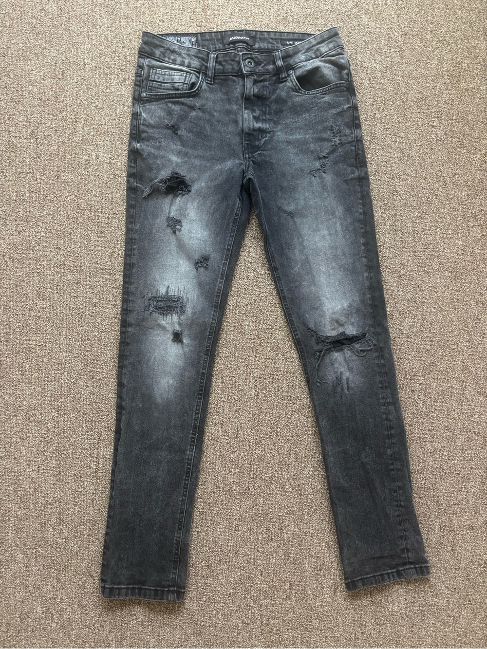 Slim Fit Distressed Black Men’s Jeans M. Society